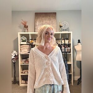 Women’s POL Boho/Cottage Core Rose button Cardigan